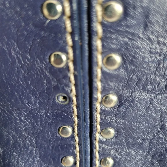 Michael Kors Blue Leather Studded Purse Shoulder Bag. - Picture 5 of 9